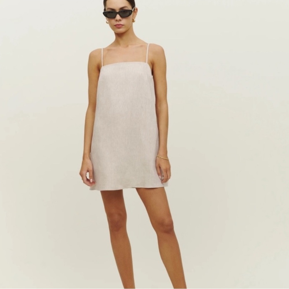 Reformation Aubree Dress in Beige Linen, Women’s Small